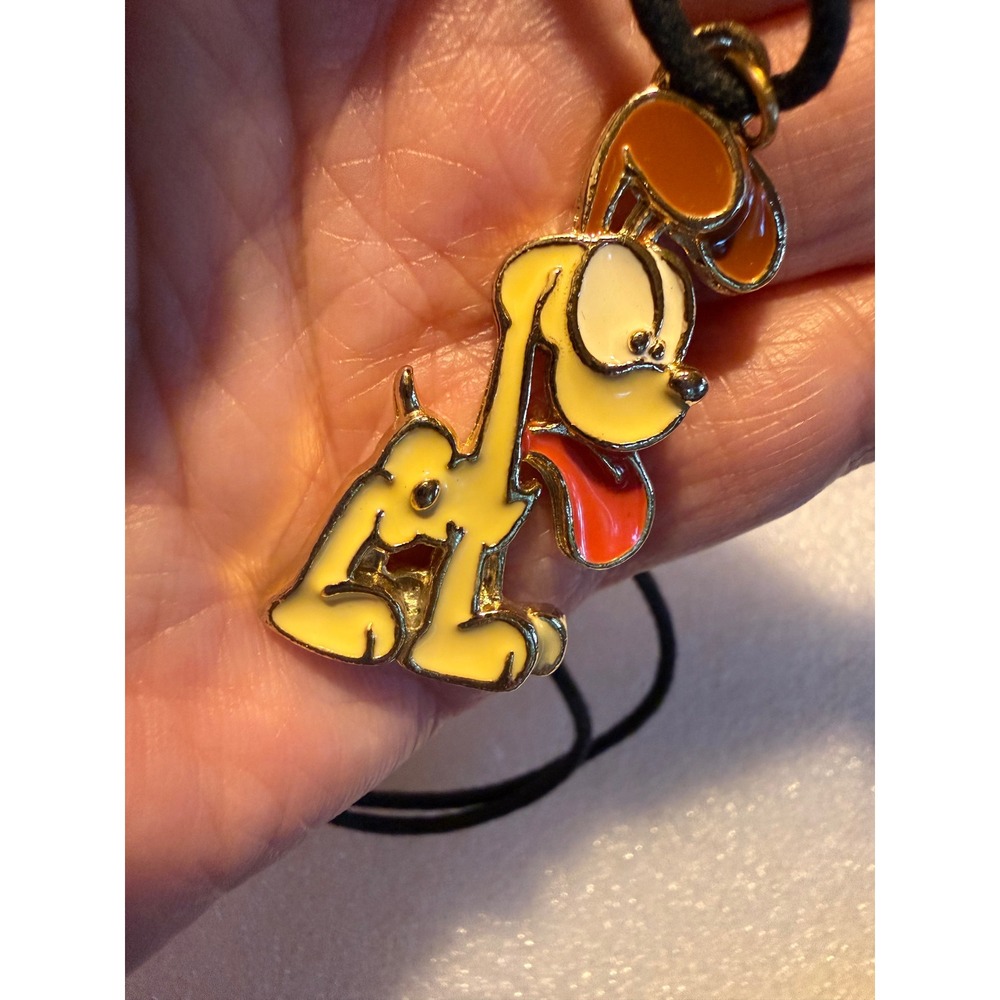 PAWS Odie Pendant Necklace Yellow Vintage Garfield Comic Enamel Retro Kidcore
